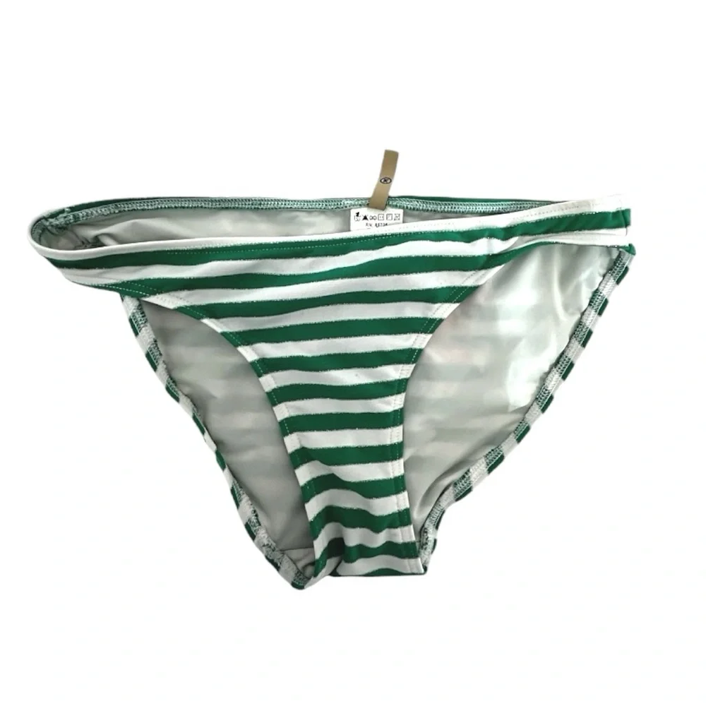 Juicy Couture Green White Stripe Y2K Halter Style Bikini Set - Size Medium